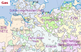 Interaktive Karte der Gasnetzbetreiber