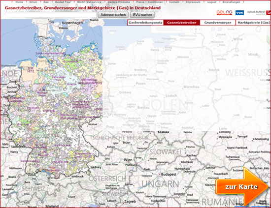 Zur Interaktiven Karte der Gasnetzbetreiber