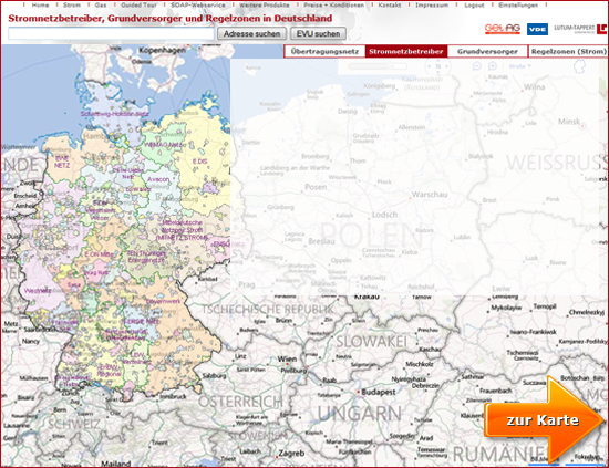 Zur Interaktiven Karte der Stromnetzbetreiber